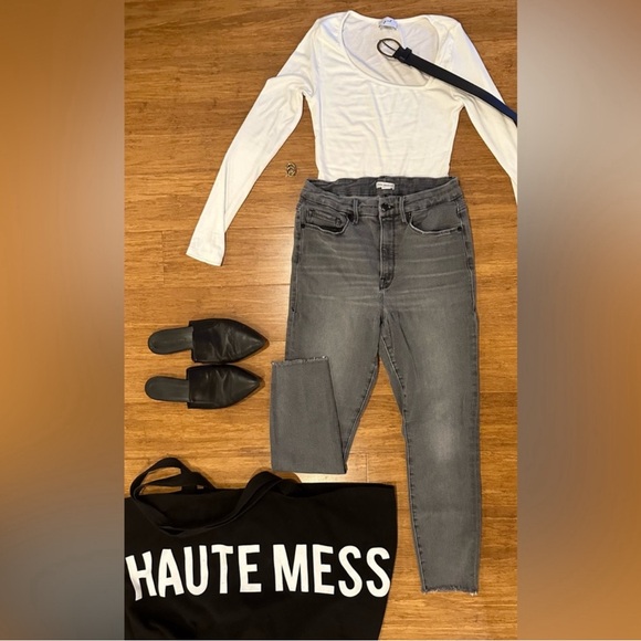 Asymmetrical Premium Micro Ribbed Modal Square Neck Long Sleeve Bodysuit NWOT - Picture 11 of 15